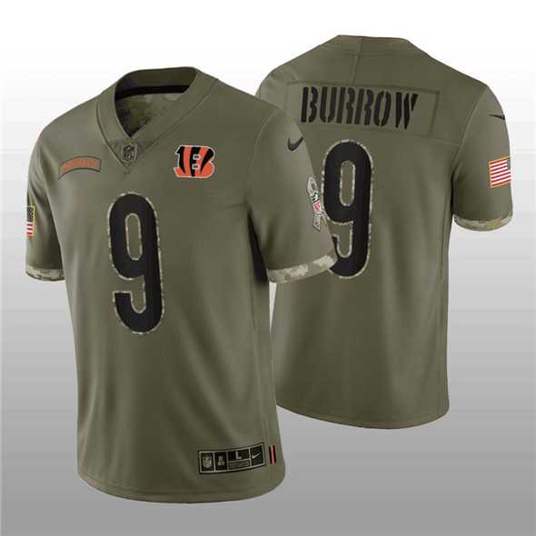 Men's Cincinnati Bengals #9 Joe Burrow 2022 Olive Salute To Service Limited Stitched Jersey,We sell and wholesale Men's Cincinnati Bengals #9 Joe Burrow 2022 Olive Salute To Service Limited Stitched Jersey on line form chian!